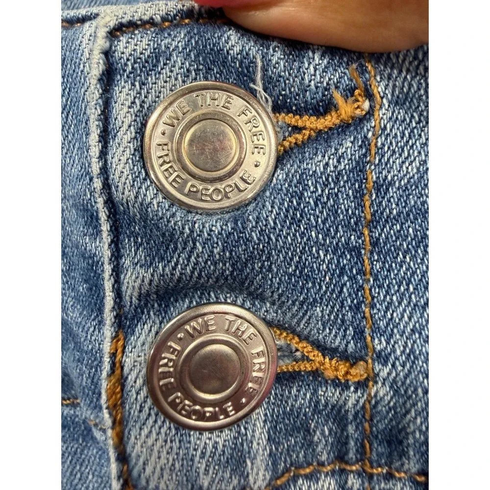 We The Free Free People High Rise Flare Jeans Blue Denim Size 30 Seam Detail